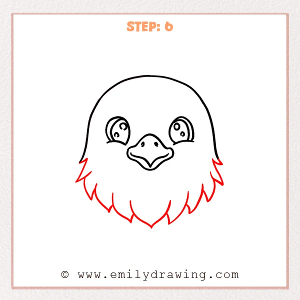 how to draw an eagle head - The eagle head sketch adds spiky feather tufts on the cheeks and a pointed feather collar under the chin.